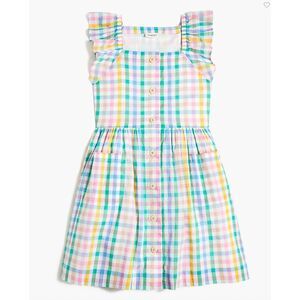 Crewcuts Girls' Colorful Plaid Button Front Dress Sz 10 100% Cotton